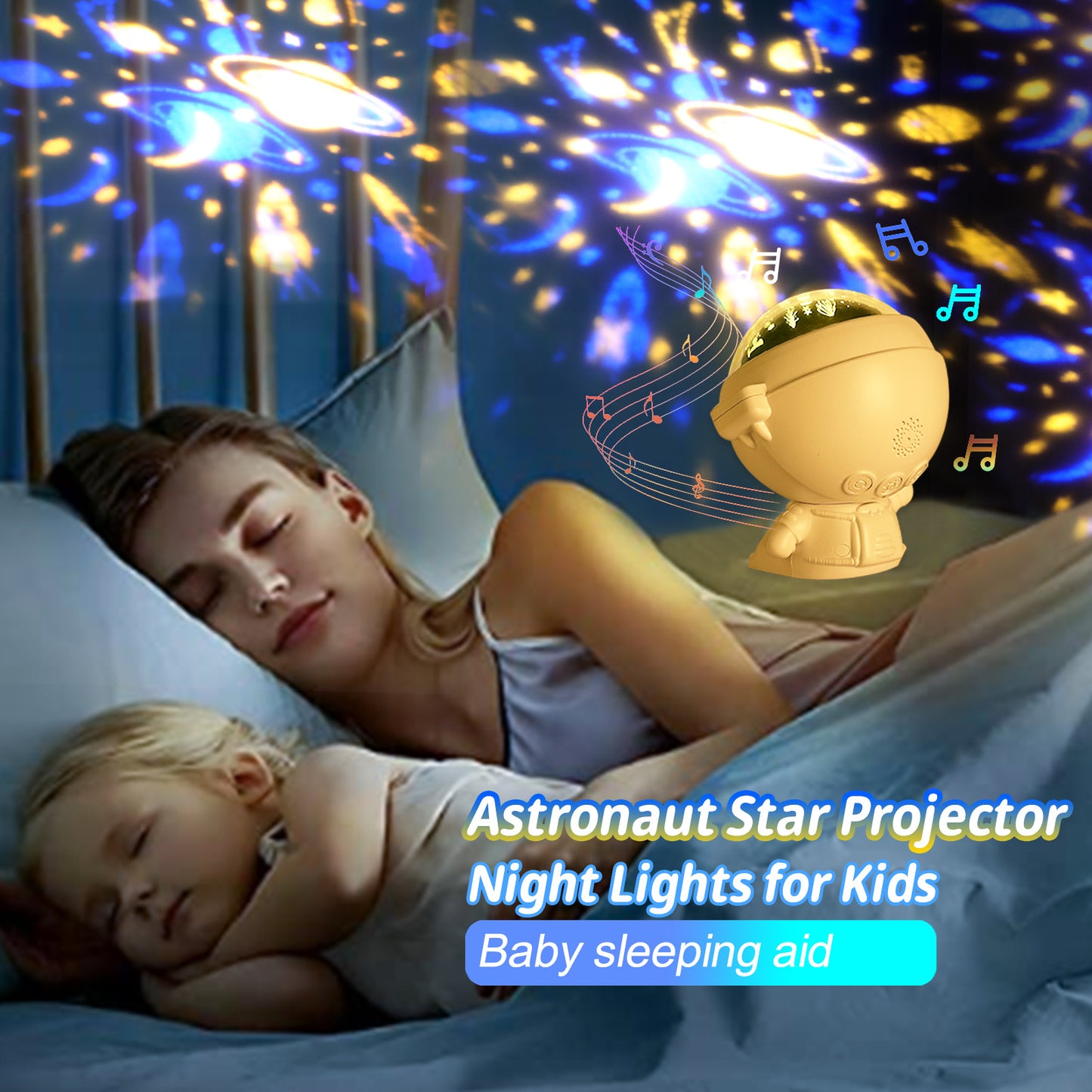 Galaxy Star Projector Starry Sky Night Light Астронавт Lamp Room Decr Gift Child Kids Baby Christmas Spaceman Projection